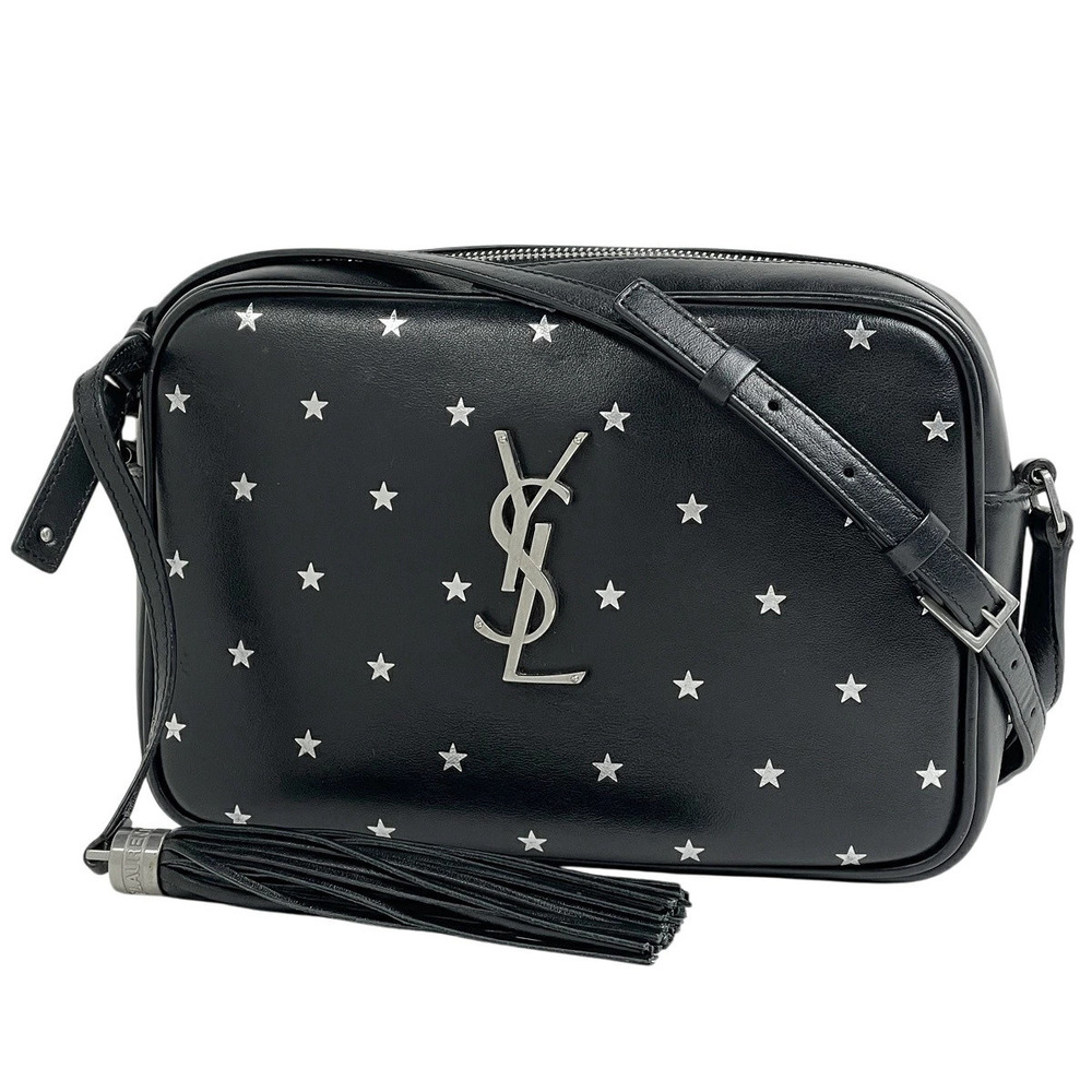 Saint Laurent Paris Lou Camera Bag Star Fringe Tassel Shoulder Leather Black